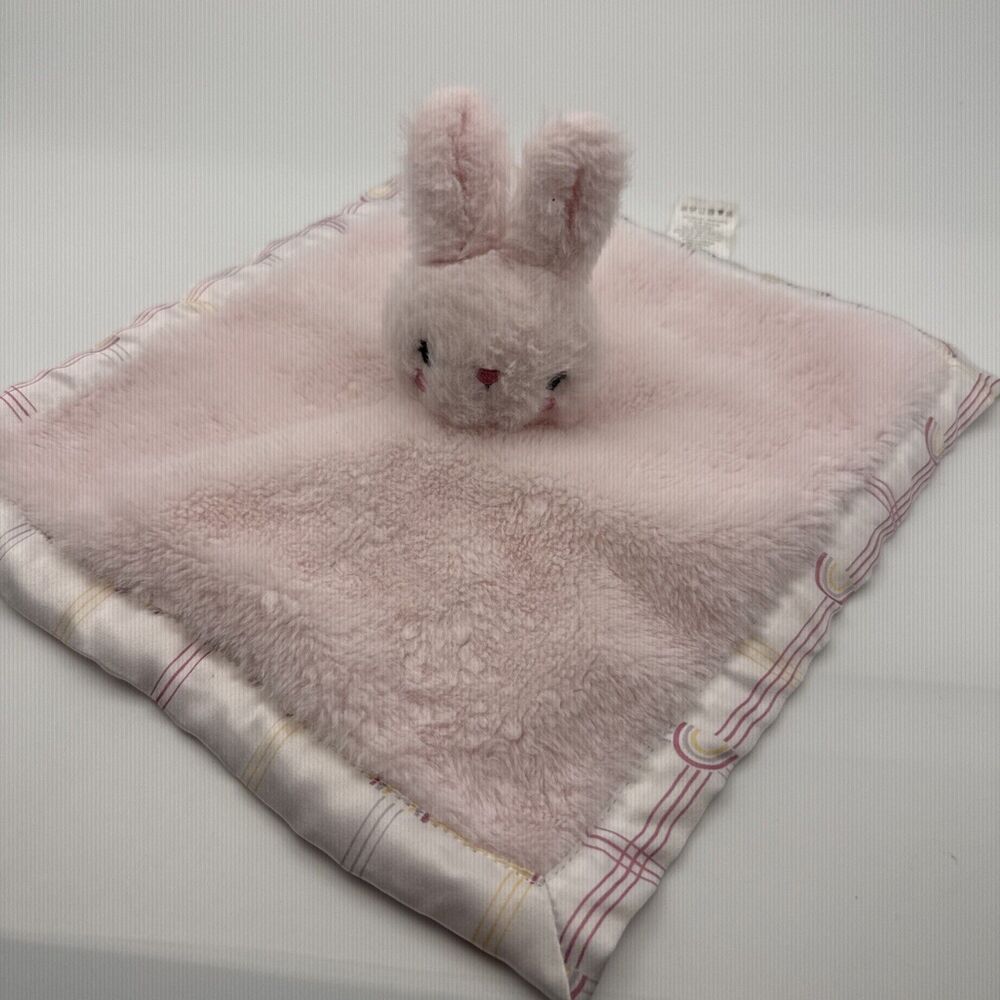 Parents Choice Pink Bunny Lovey Rainbows Security Blanket Baby Plush Toy Rabbit